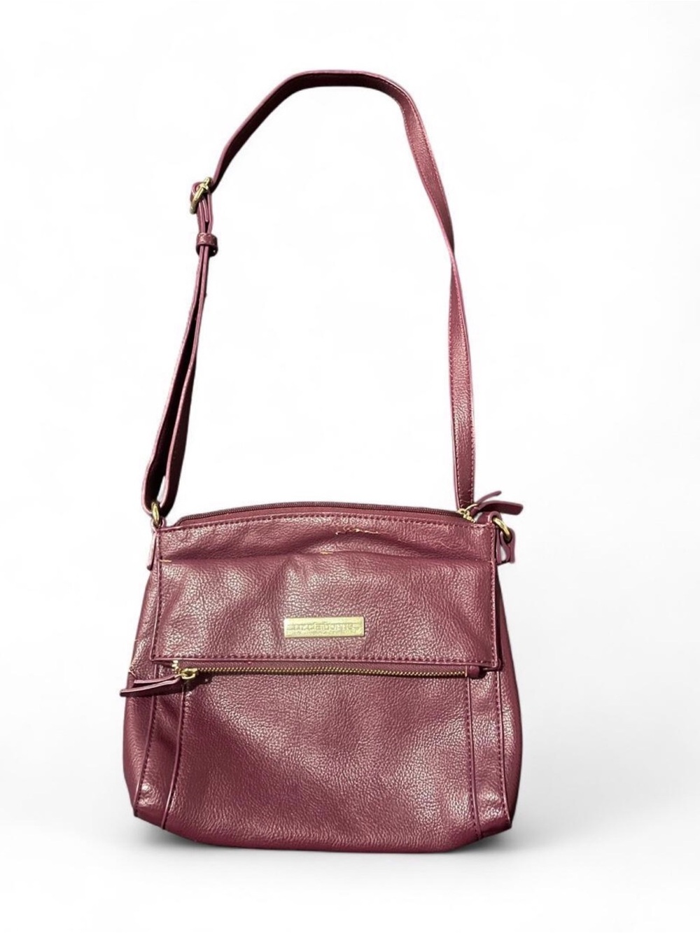 Liz Claiborne Plum Pebbled Leather Crossbody Bag